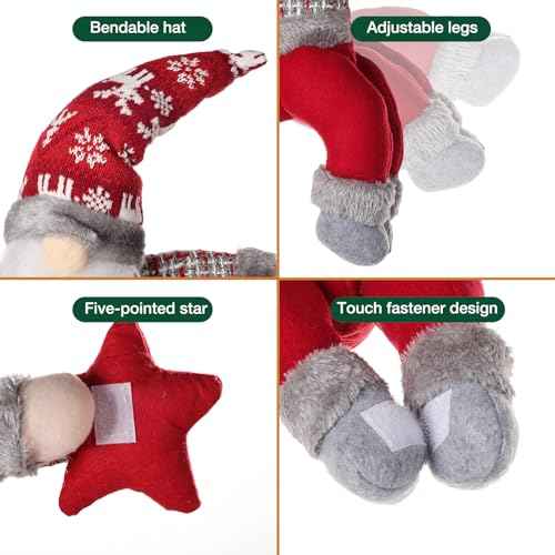Unique Funny Christmas Plush Stuffed Decor - 22.3 Inch Gnome Christmas Star Topper for Tree, Wine Bottle, Curtain Ornaments