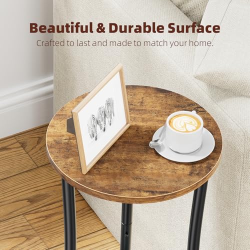 Simple Trending Cinched Waist Stand Rustic Brown 2-Tier Side Table Set - Modern End Tables for Living Room