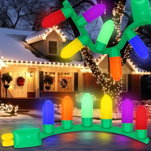 Giant 13ft Inflatable Christmas Light Bulb String with LED Lights Outdoor Decor