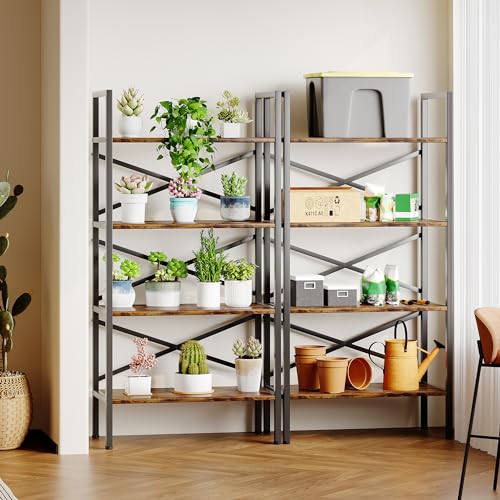Homeiju 4-Tier Rustic Kids Bookshelf, 23.6'' Wide Small Bookcase with Open Shelves