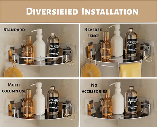 2 Pack Corner Shower Caddies - Stainless Steel 304 Wall-Mounted Bathroom Shelves