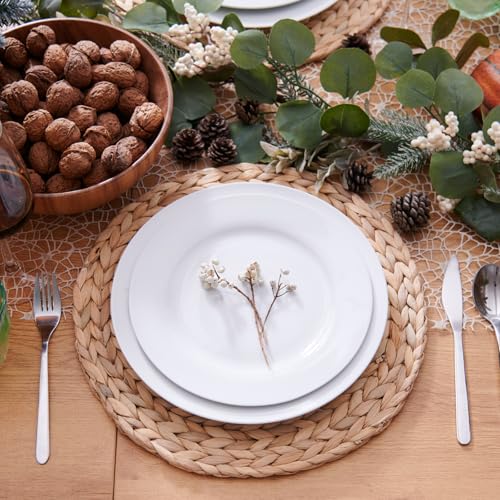 6 Pack, Round Woven Placemats, Natural Water Hyacinth Wicker Place