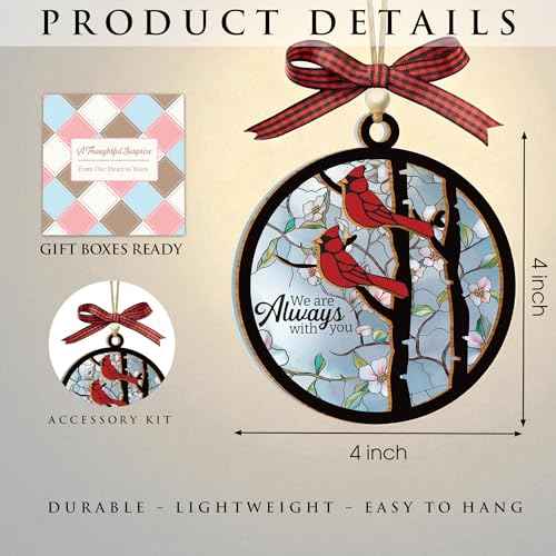 Wooden Cardinal Christmas Ornaments, Hanging Memorial Christmas Decorations, We are Always with You Cardinal Gifts, Sympathy Gifts for Loss of Loved One, Bereavement Gift Ideas, Sympathy Gift