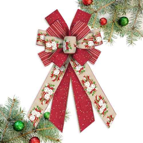 Large Christmas Bow for Wreath, Christmas Wreath Bow Red Jingle Bell Bow for Front Door Wall Fence Decor Christmas Tree Topper Bow for Christmas Winter Party Home Decoration Supplies