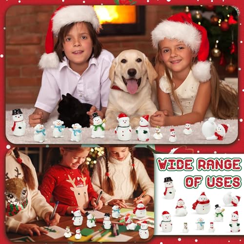 Mini Snowman Figurines Christmas Decorations - 100 Resin Ornaments for Holiday Decor