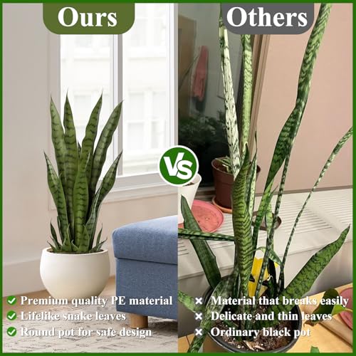 Artificial Snake Plant 28in Faux Sansevieria Indoor Outdoor Decor - Pet Safe