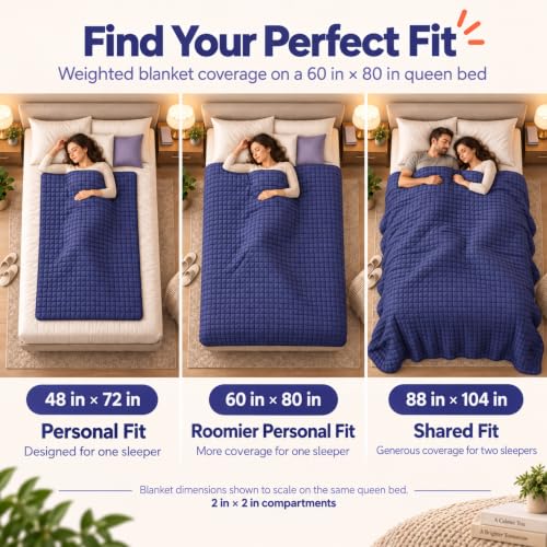 YnM 25lbs Weighted Blanket for Adults, Cotton Heavy Bed Throw with Cooling Glass Beads, Army Green, 60x80 Inches - Exclusive Model