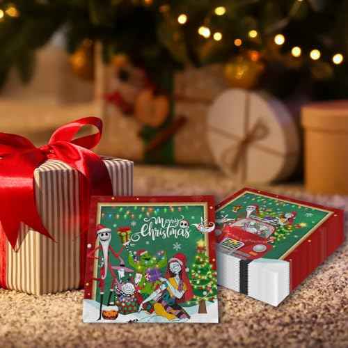 Nightmare Christmas Party Decorations-40pcs Nightmare Christmas Napkins, Disposable Red Truck Xmas Paper Napkins for Xmas Winter Holiday Party Supplies