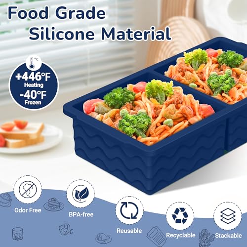 Silicone Freezer Trays with Lid - Midnight Blue, 4-Pack, Stackable Meal Prep Molds