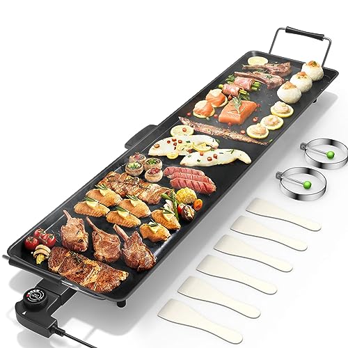 35-Inch Electric Griddle with Nonstick Surface, 2000W, Adjustable Temp, Drip Tray, Indoor Outdoor Cooking