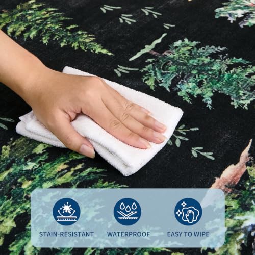 Garvee 5' x 7' Christmas Rug – Black, Washable Living Room Rug