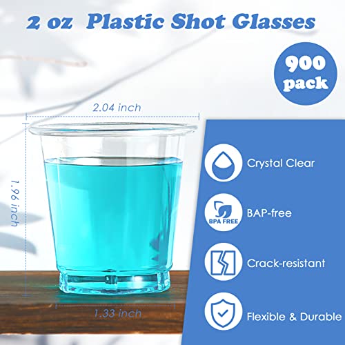 Lilymicky 900 Pack 2 oz Plastic Shot Glasses - Disposable Party Cups