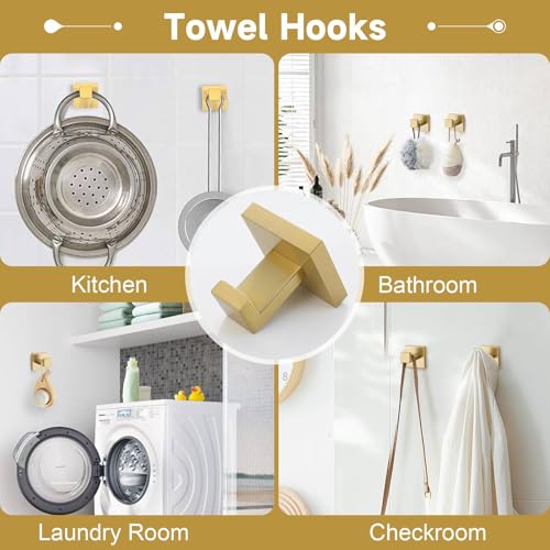 TNOMS 10-Piece Brushed Gold Bathroom Hardware Set - Wall Mount, SUS304 Stainless Steel, 23.6 Inch