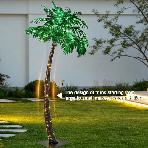 7 Feet Palm Tree with 152 LED Lights Artificial Outdoor Decoration - Green
