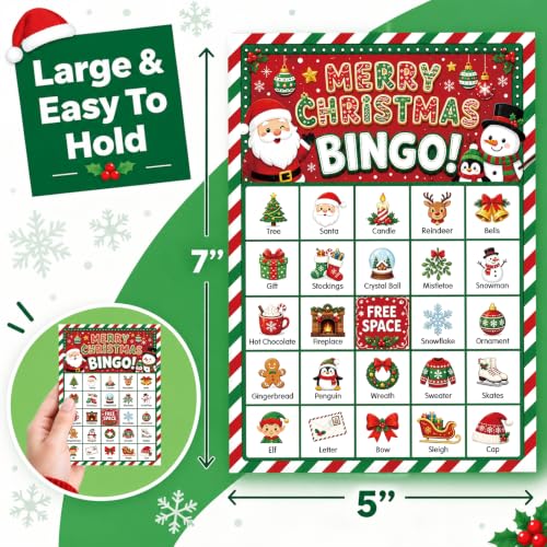 Christmas Party Bingo Card Game - Holiday Family & Group Activity - Variation: Christmas-1