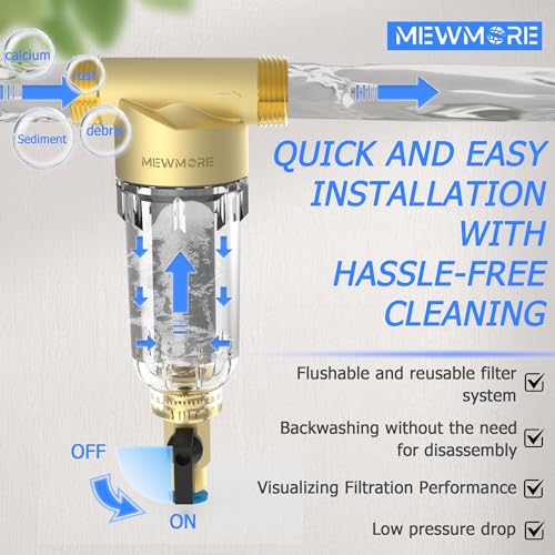 Whole House Spin Down Sediment Filter 40/100/200 Micron with 1" MNPT & 3/4" FNPT