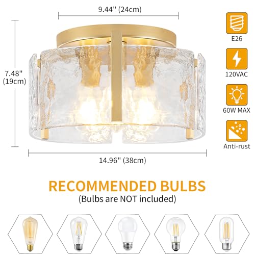 LZLDCJ Gold 15-inch 3-Light Semi Flush Mount Ceiling Light - Modern Design
