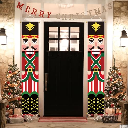 Nutcracker Soldier Christmas Yard Banners 2 Pack - Outdoor Holiday Decorations