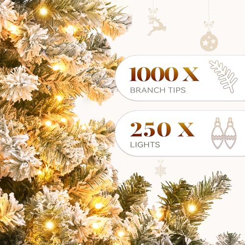 YITAHOME 6ft White Snow Flocked Artificial Christmas Tree with Remote Control