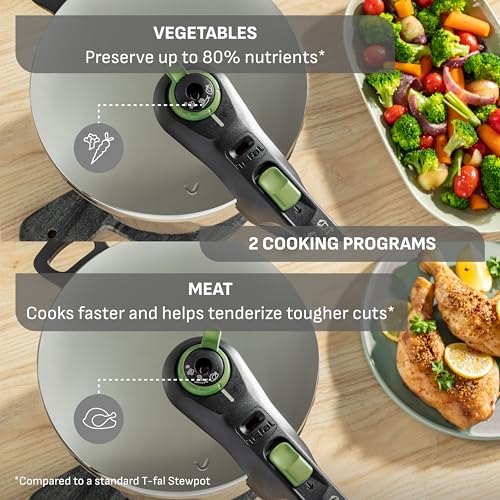 T-Fal Secure Stainless Steel Stovetop Pressure Cooker, 6.3 qt,