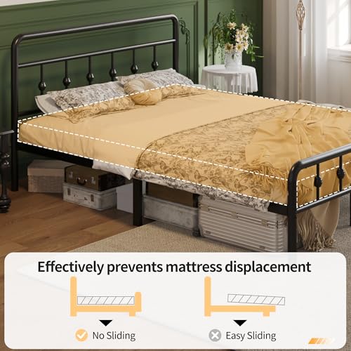 Black 12 Inch Twin Bed Frame with Headboard Footboard and Underbed Storage
