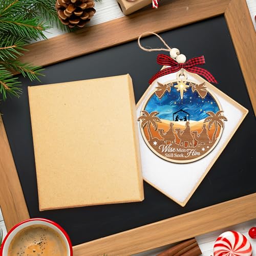 HEXMOZ Nativity Scene Christmas Ornament - Religious Holiday Decor, 2nd Variation