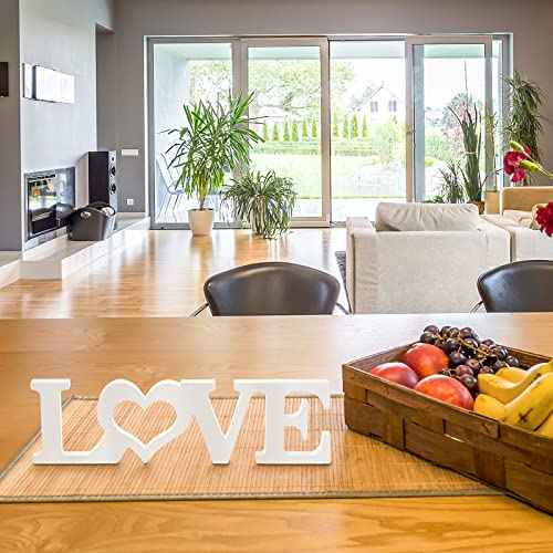 Kigley Wooden Love Sign Wedding Table Decorations Wood Love Letters Bridal Shower Signs for Home Decor Married Anniversary Party Wedding Party Proposal Ceremony(White)