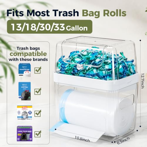 Clear 3-in-1 Trash Bag Dispenser & Dishwasher Pod Holder - Under Sink Organizer