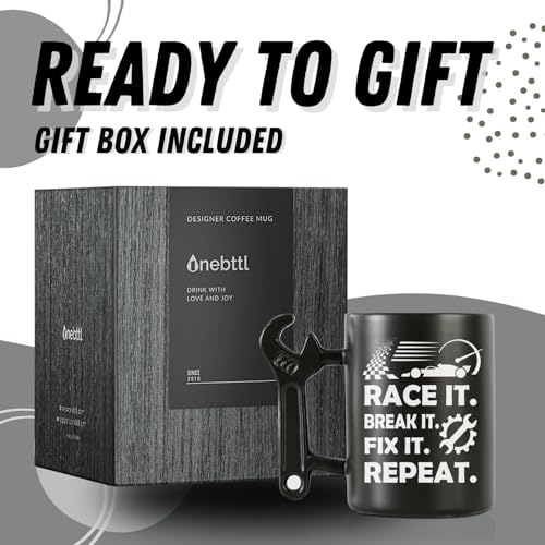 Car Racing Gift Mug with Wrench Handle - 13.5oz Mechanic Coffee Cup