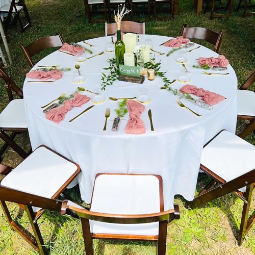 White Round Tablecloth 120 Inch Pack of 10 - Stain Resistant & Washable