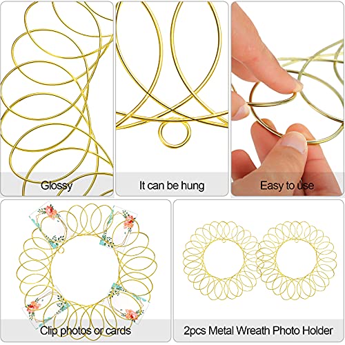 Ferraycle 2-Pack Gold 13 Inch Christmas Wreath Card Holders Wall Decor