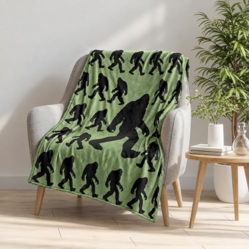 Bigfoot Throw Blanket 50x60 Inch Sasquatch Woodland Decor Gift for Men & Women