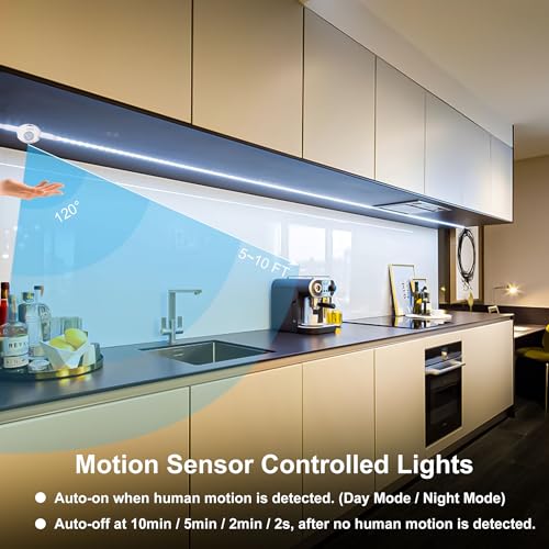 12 Inch LED Under Cabinet Lights with Motion Sensor - 6 Pack, Daylight 5000K, Linkable, Plug-In