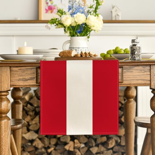 Artoid Mode Red and Beige Stripes New Year Christmas Table Runner, Seasonal Winter Kitchen Dining Table Decoration for Home Party Decor 13x72 Inch