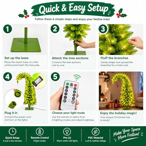 5.8FT Prelit Christmas Tree with Timer Remote - Artificial Xmas Tree for Indoor Holiday Decor - A-Light Green