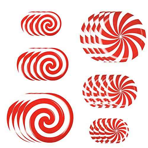 24 PCS Peppermint Floor Decals Stickers-3 Sizes Self-Adhesive Design Christmas Candy Stickers,Floor Window Clings for Christmas Valentine's Day Candy Party Decorations