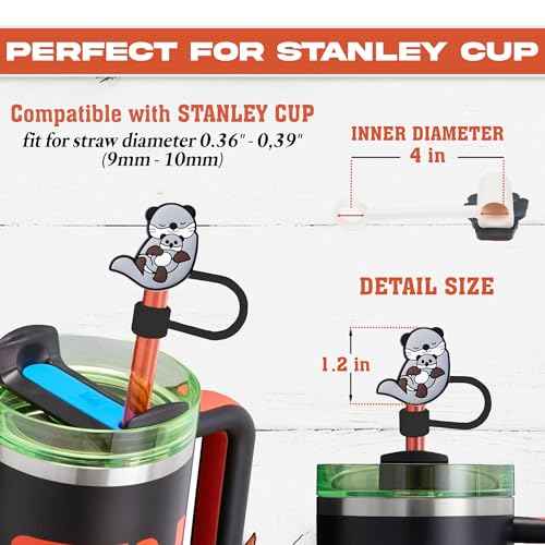 Otter Straw Topper, 10mm (0.4in) Animal Straw Covers for Stanley Cup Accessories - Otter Accessories, Decor, Stuff, Things, Gifts for Lovers, Women, Kids, Girls on Christmas, Birthday Party Decoration