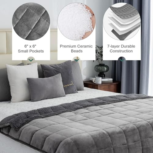 Lofus 15 lbs Weighted Blanket for Adults Twin Size 48x72 Grey - Deep Pressure Sleep Aid