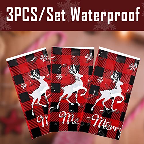 Poqirzan 3Pcs Christmas Tablecloth - Xmas Themed 54 x 108 inch with Tree & Reindeer Pattern - Party Table Decor (Variation: Christmas Tablecloth)