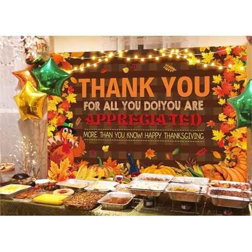 Fall Thanksgiving Backdrop Fall Thank You for All You Do Photography Backgound Thanksgiving Appreciated Friendsgiving Give Thanks Party Decorations Banner Supplies Photo Props (2.1x1.5m)