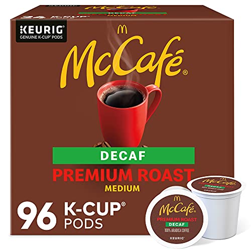 McCafé Premium Roast Decaf K-Cup Pods - 24 Count (Pack of 4) - Recyclable, Medium Roast Arabica Coffee for Keurig