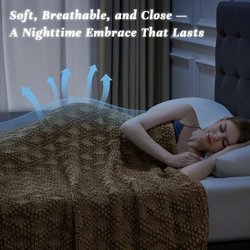 Anysay Beige Chunky Knit Weighted Blanket 60''x80'' 20lbs for Adults