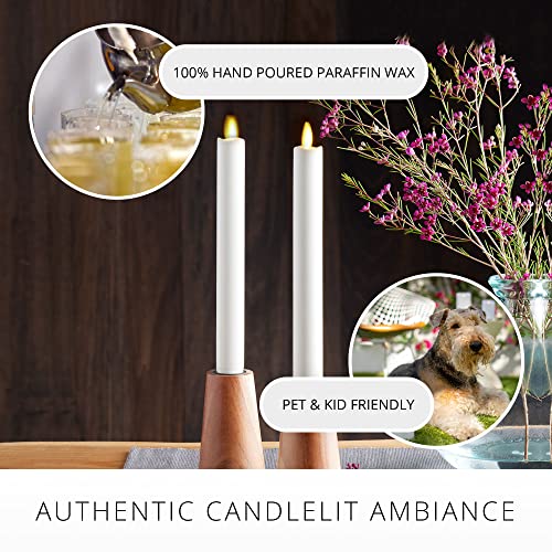 Luminara Ivory White Set of 2 Moving Flame LED Taper Candles Flameless