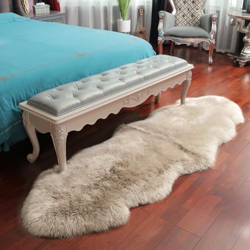 Australian Sheepskin Rug - Creamy Gray Double Pelt 2ft x 6ft Area Rug & Seat Cover