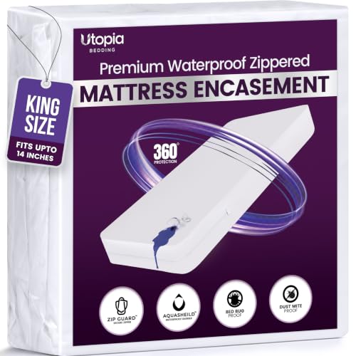 Utopia Bedding King Size Waterproof Zipper Mattress Protector 14" Deep Pocket