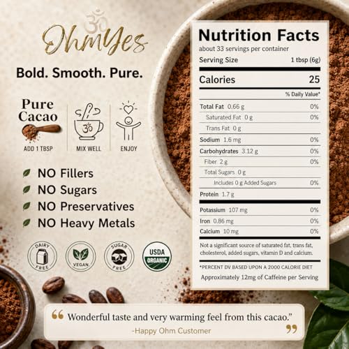 Organic Mushroom Coffee with Cacao - 11 Mushroom Blend, Instant, Unsweetened, 7oz