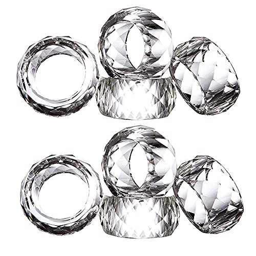 kitCom 8-Pack Crystal Napkin Rings, Diamond-Shaped K9 Crystal Napkin Holders