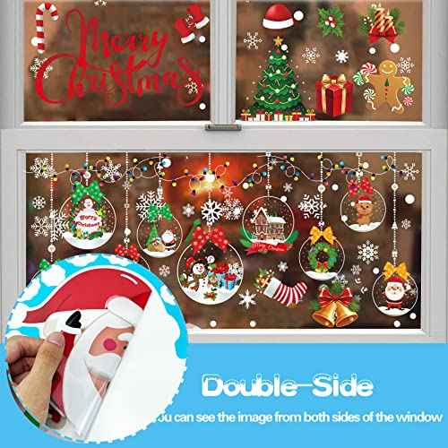 Funnlot Christmas Window Clings 10 Sheets Christmas Window Decorations Double Sided Christma s Window Stickers for Xmas Party Supplies Holiday Decorations