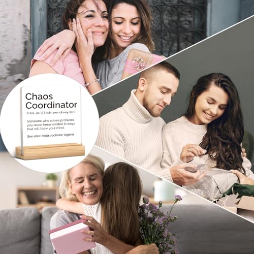 AACQQ Chaos Coordinator Appreciation Acrylic Sign - Thank You Gift for Boss, Nurse, Teacher, Manager, Family, Women & Men