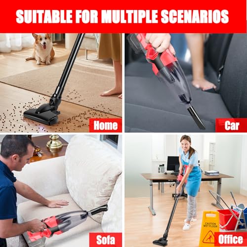 Cordless Handheld Vacuum Cleaner for Milwaukee 18V Battery - Red, Tool Only, Pet Hair & Car Use